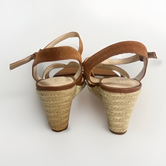 Violet & Red NEW Suede Leather Upper Wedge Strappy Sandal Women's 10M Brown - Picture 5 of 6